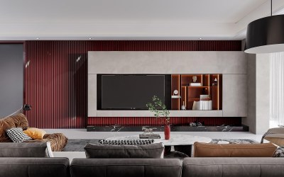 现代家居客厅3D模型下载